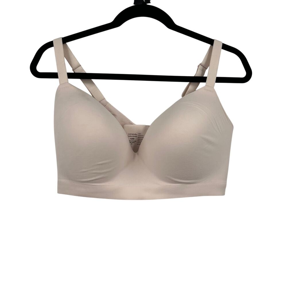 Soma Embraceable Wireless Full Coverage Cream Bra Lightly Padded‎ Women's 42D